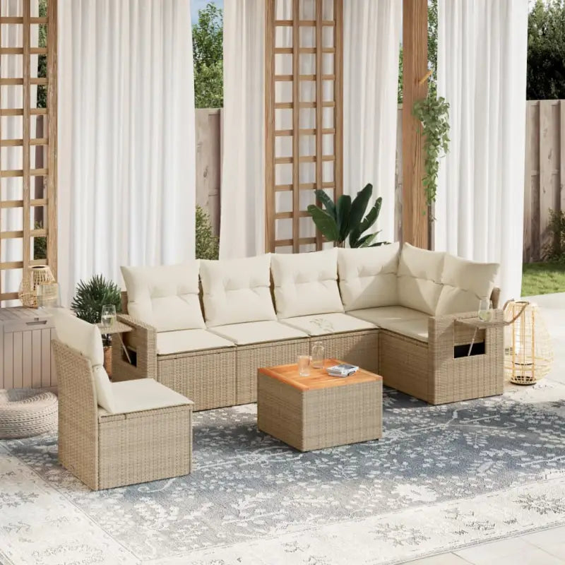Zwarte tuinset met gepoedercoat staal en waterdichte tas - Beige / 3x midden + Tafel + hoek - Tuinsets