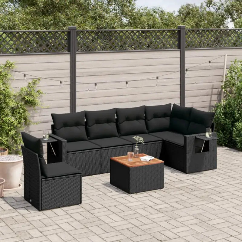 Zwarte tuinset met gepoedercoat staal en waterdichte tas - Zwart / 3x midden + Tafel + hoek - Tuinsets