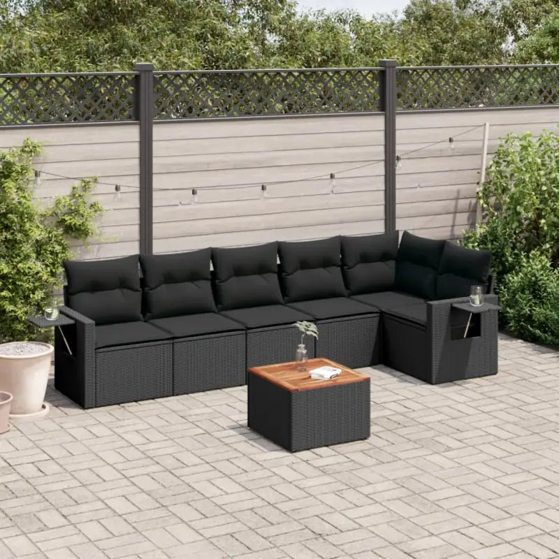 Zwarte tuinset met gepoedercoat staal en waterdichte tas - Zwart / hoek + 3x midden + Tafel - Tuinsets