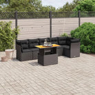 Zwarte tuinset met gepoedercoat staal voor comfortabel buiten genieten - Zwart / 3x hoek + 3x midden + Tafel - Tuinsets