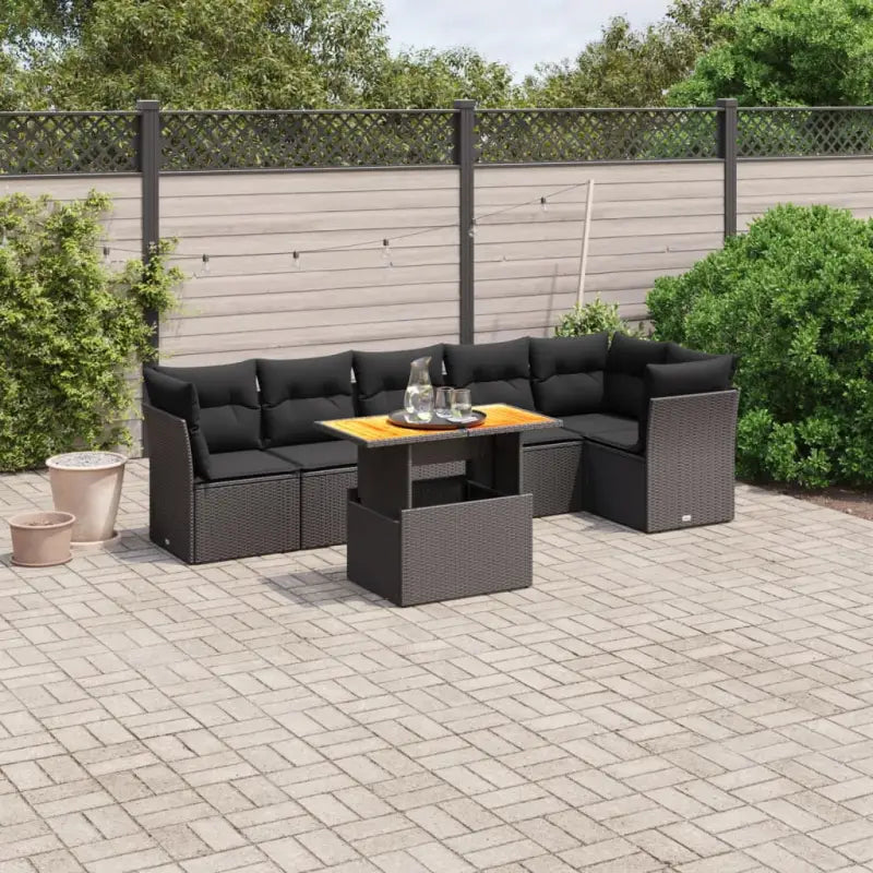 Zwarte tuinset met gepoedercoat staal voor comfortabel buiten genieten - Zwart / 3x hoek + 3x midden + Tafel - Tuinsets