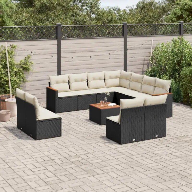 Zwarte tuinset met gepoedercoat staal voor comfortabel buiten zitten - Zwart en crème / Met tafel - Tuinsets