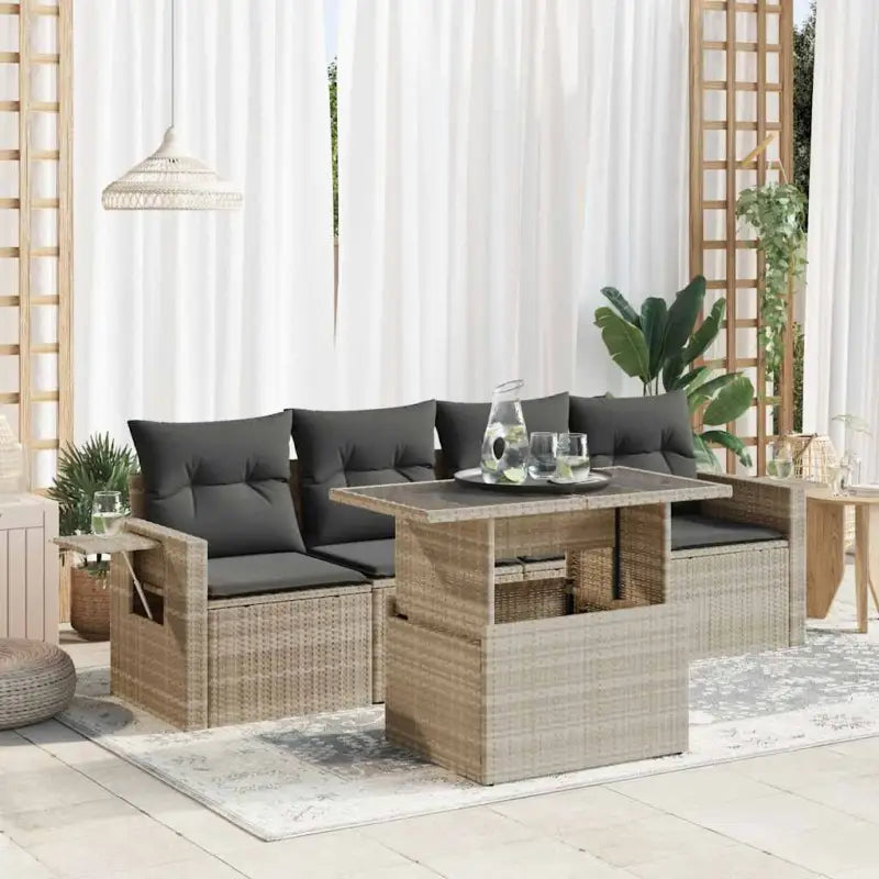 Zwarte tuinset met gepoedercoat staal voor comfortabel buitenleven - Lichtgrijs / met opbergruimte - Tuinsets