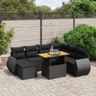 Zwarte tuinset met gepoedercoat staal voor terras en tuin ontspanning - Zwart / 3x hoek + 3x midden + voetensteun