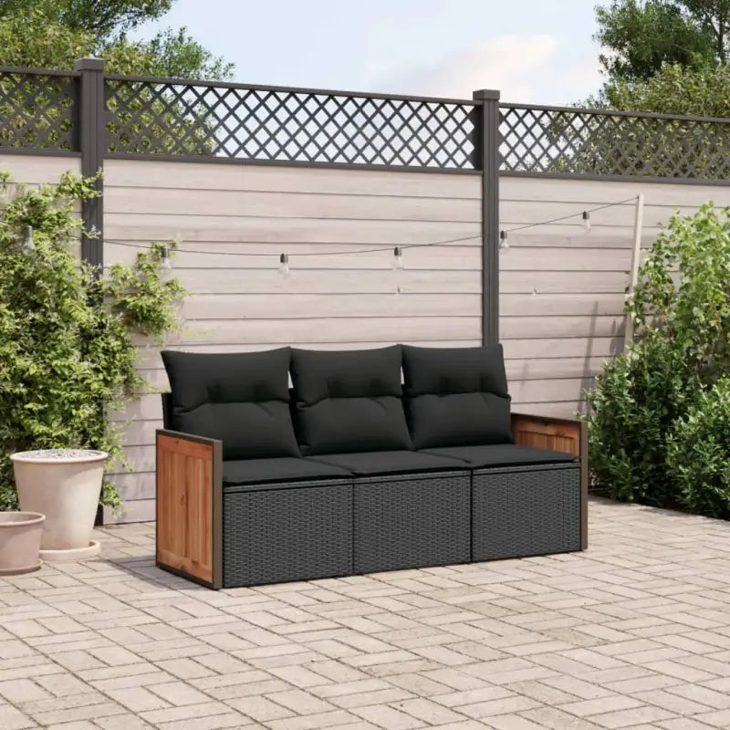 Zwarte tuinset met poly rattan en gepoedercoat staal voor comfortabel buitenplezier - Zwart / Zonder tafel - Tuinsets
