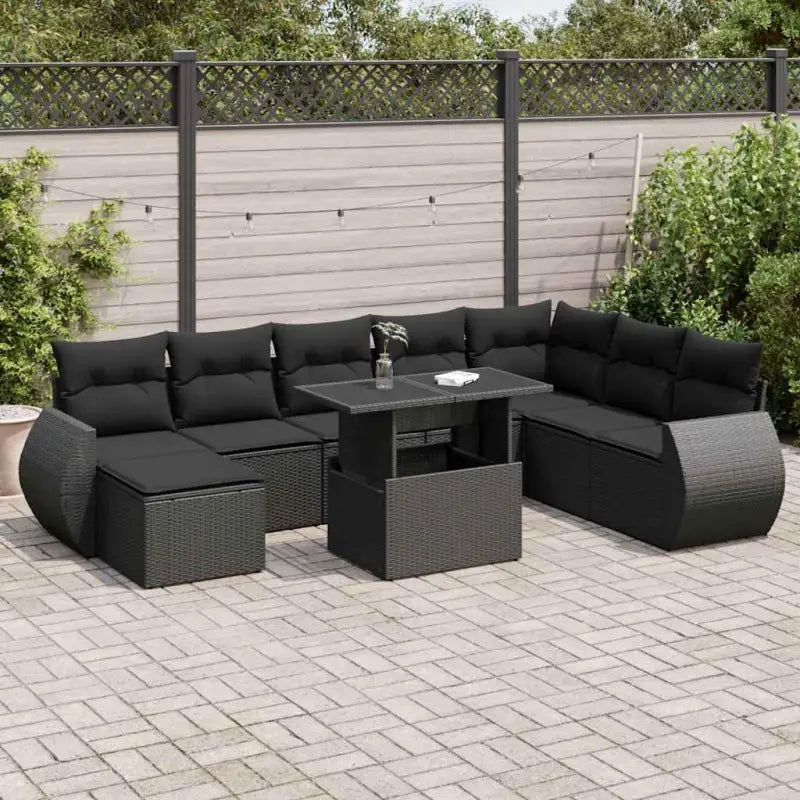 Zwarte tuinset van gepoedercoat staal met comfortabele afmetingen - Zwart / met opbergruimte - Tuinsets