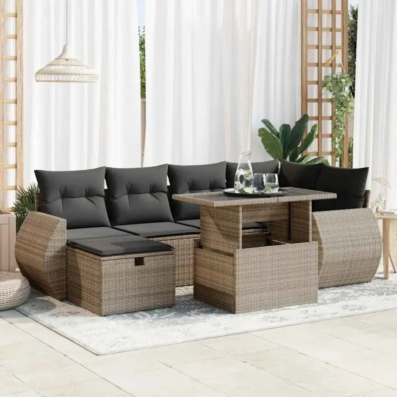 Zwarte tuinset van gepoedercoat staal met comfortabele afmetingen - Grijs / met opbergruimte - Tuinsets