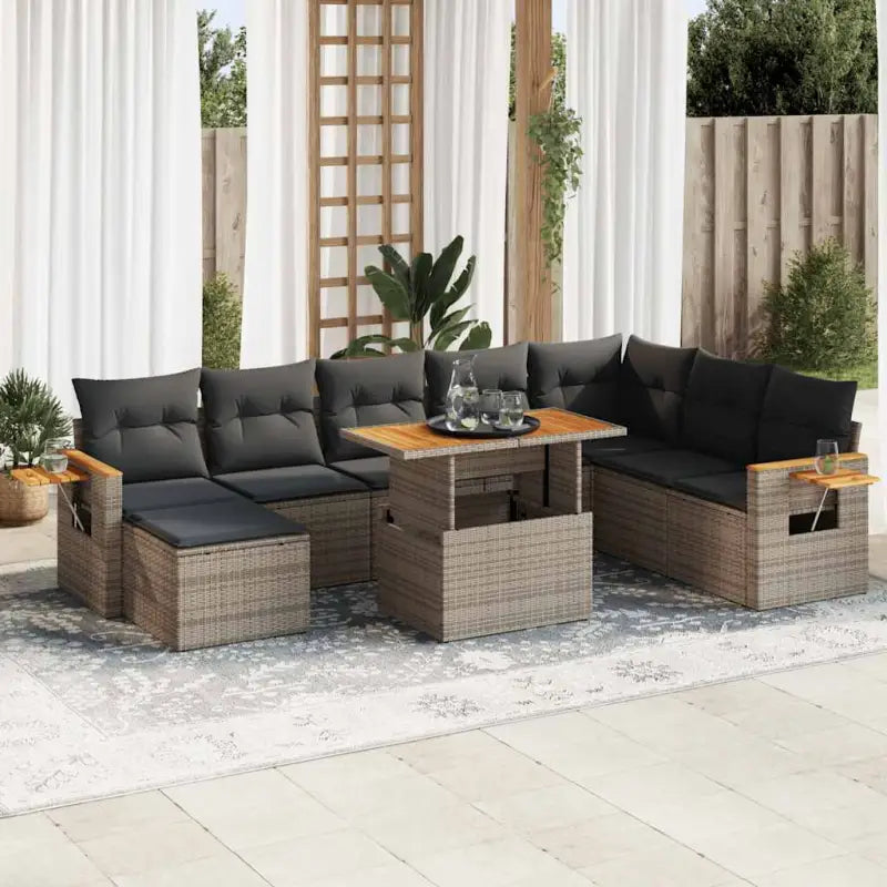 Zwarte tuinset van gepoedercoat staal met comfortabele afmetingen - Grijs / met opbergruimte - Tuinsets