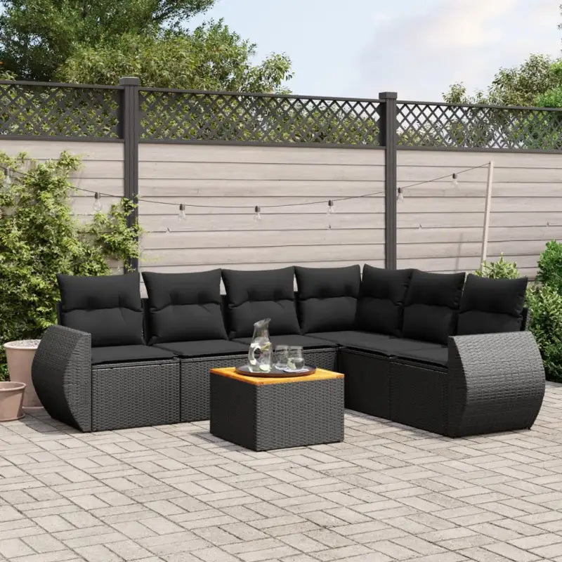 Zwarte tuinset van gepoedercoat staal met comfortabele afmetingen - Zwart / hoek + Tafel + 3x midden - Tuinsets