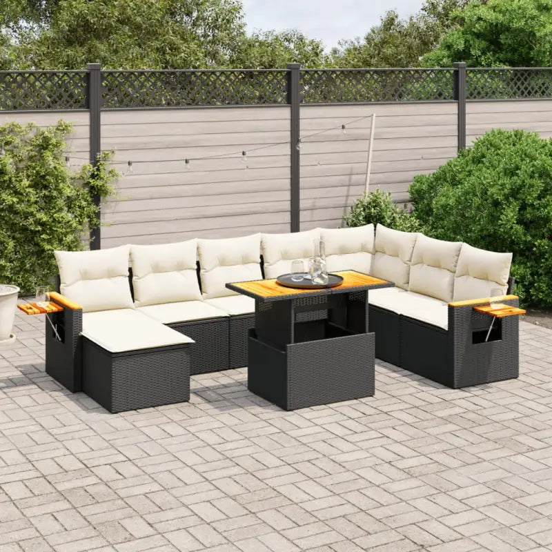 Zwarte tuinset van gepoedercoat staal met comfortabele afmetingen - Zwart en crème / zonder opbergruimte - Tuinsets