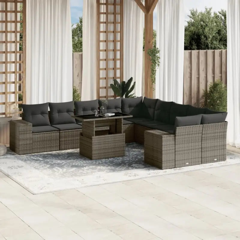 Zwarte tuinset van gepoedercoat staal met comfortabele afmetingen - Grijs / Met tafel - Tuinsets