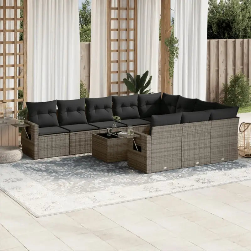 Zwarte tuinset van gepoedercoat staal met comfortabele afmetingen - Grijs / Zonder tafel - Tuinsets