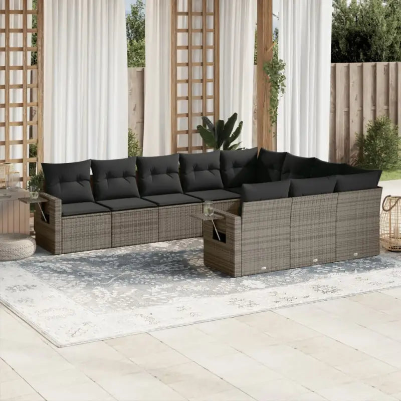 Zwarte tuinset van gepoedercoat staal met comfortabele afmetingen - Grijs / Met tafel - Tuinsets