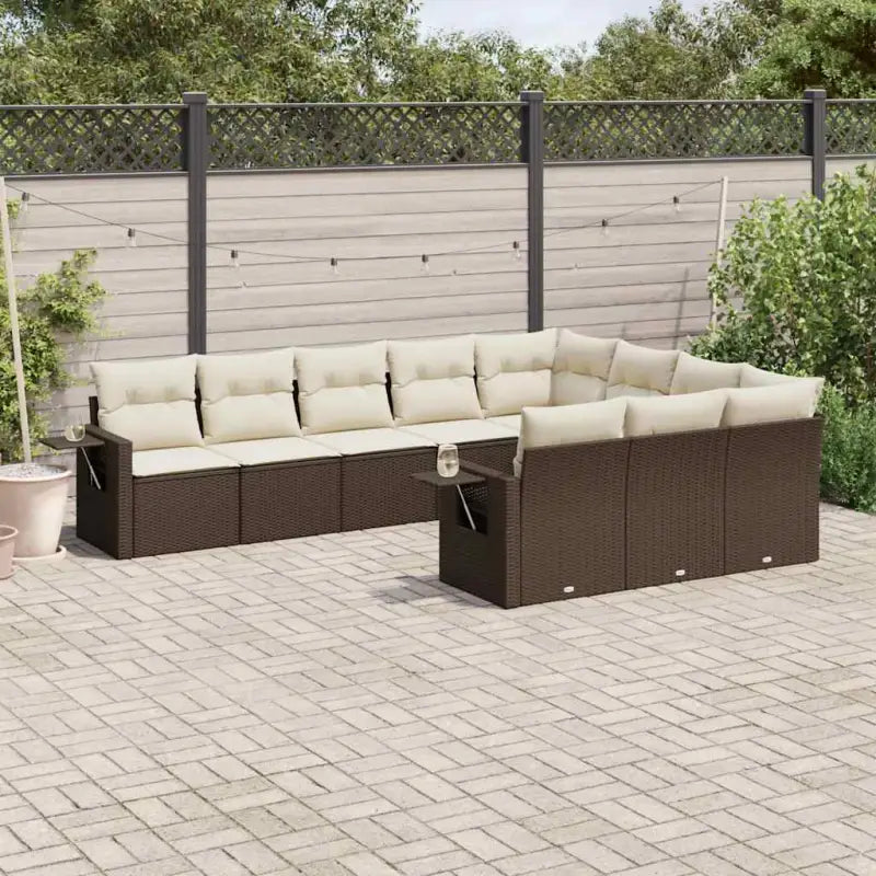 Zwarte tuinset van gepoedercoat staal met comfortabele afmetingen - Bruin en crème / Met tafel - Tuinsets