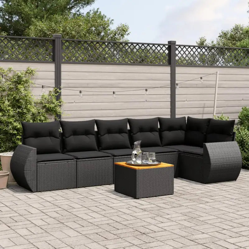 Zwarte tuinset van gepoedercoat staal met comfortabele afmetingen - Zwart / 3x midden + Tafel + hoek - Tuinsets