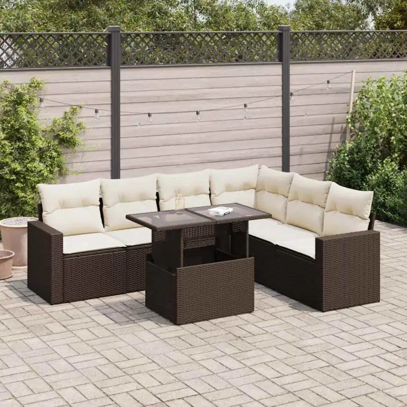 Zwarte tuinset van gepoedercoat staal met comfortabele afmetingen - Bruin en crème / met opbergruimte - Tuinsets