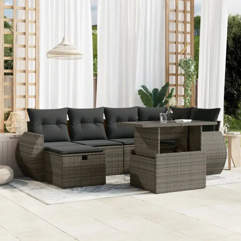 Zwarte tuinset van gepoedercoat staal met comfortabele afmetingen - Grijs / zonder opbergruimte - Tuinsets