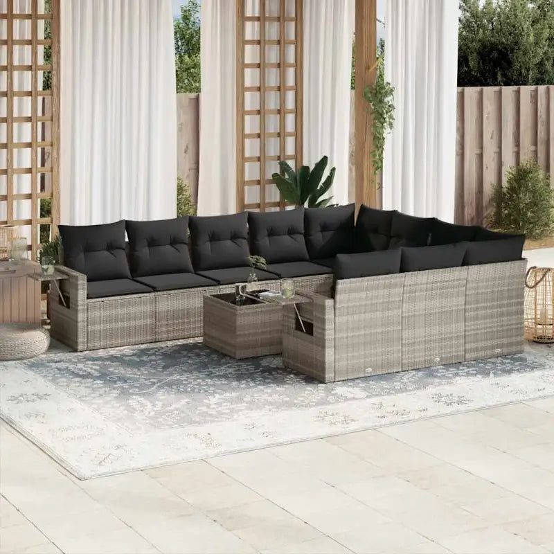 Zwarte tuinset van gepoedercoat staal met comfortabele afmetingen - Lichtgrijs / Zonder tafel - Tuinsets