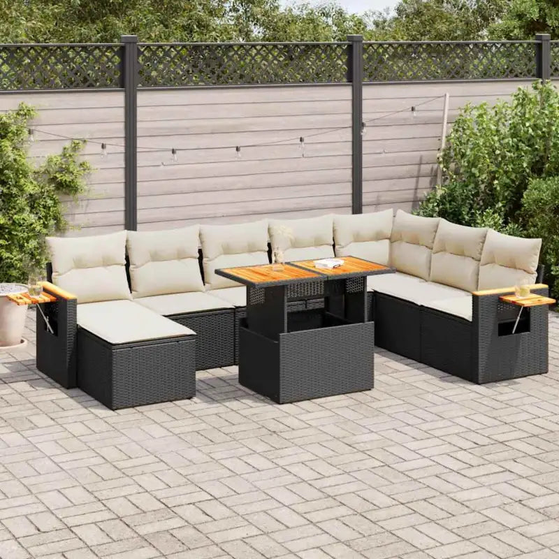 Zwarte tuinset van gepoedercoat staal met comfortabele afmetingen - Zwart en crème / met opbergruimte - Tuinsets