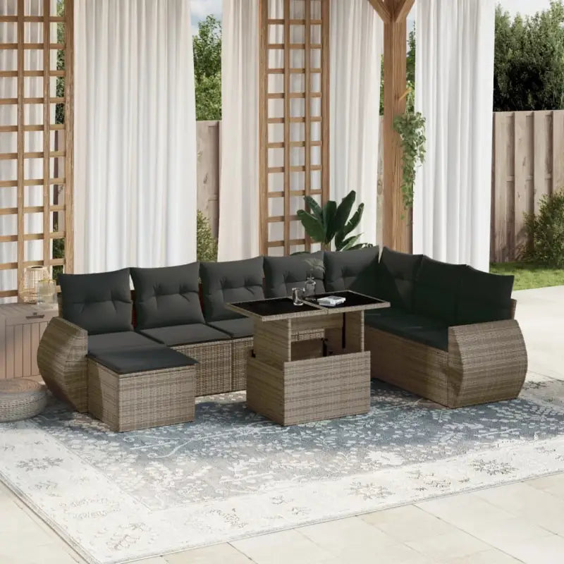 Zwarte tuinset van gepoedercoat staal met comfortabele afmetingen - Grijs / zonder opbergruimte - Tuinsets