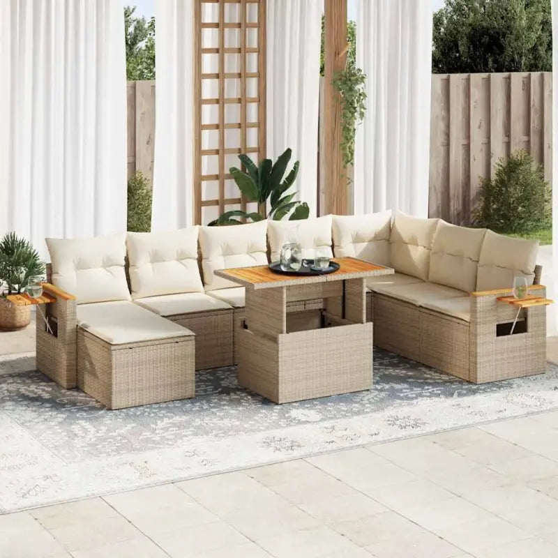 Zwarte tuinset van gepoedercoat staal met comfortabele afmetingen - beige en crèmekleurig / met opbergruimte - Tuinsets