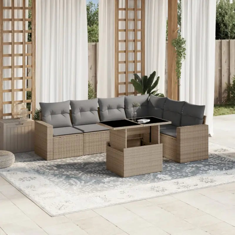 Zwarte tuinset van gepoedercoat staal met comfortabele afmetingen - Beige en grijs / zonder opbergruimte - Tuinsets