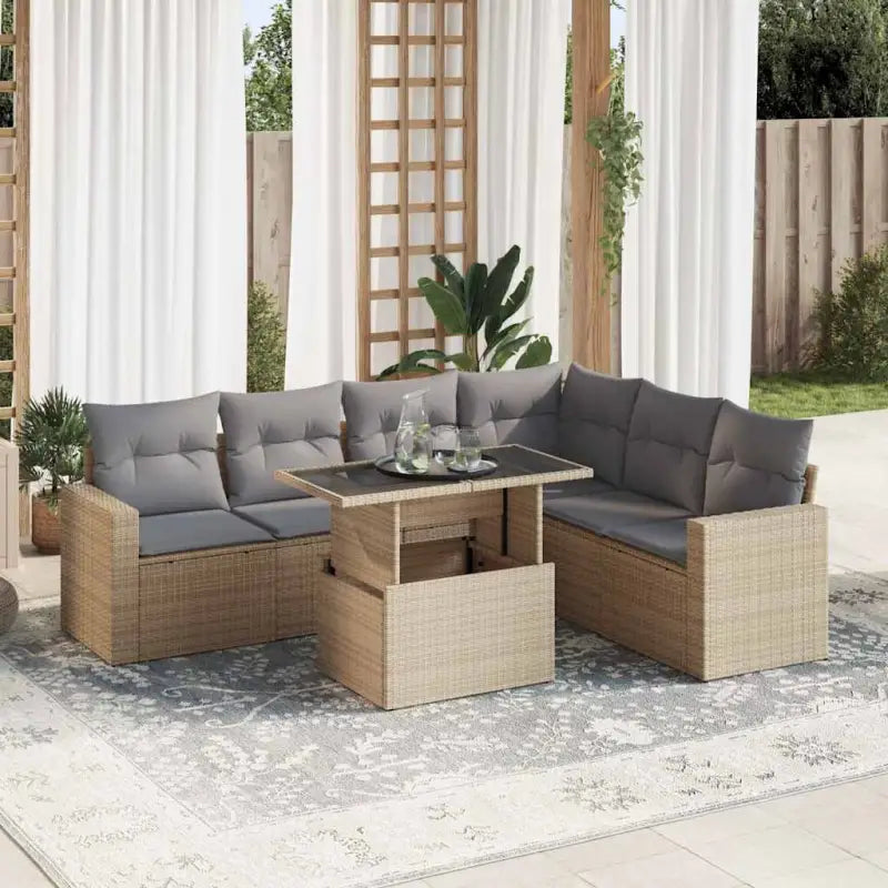 Zwarte tuinset van gepoedercoat staal met comfortabele afmetingen - Beige en grijs / met opbergruimte - Tuinsets