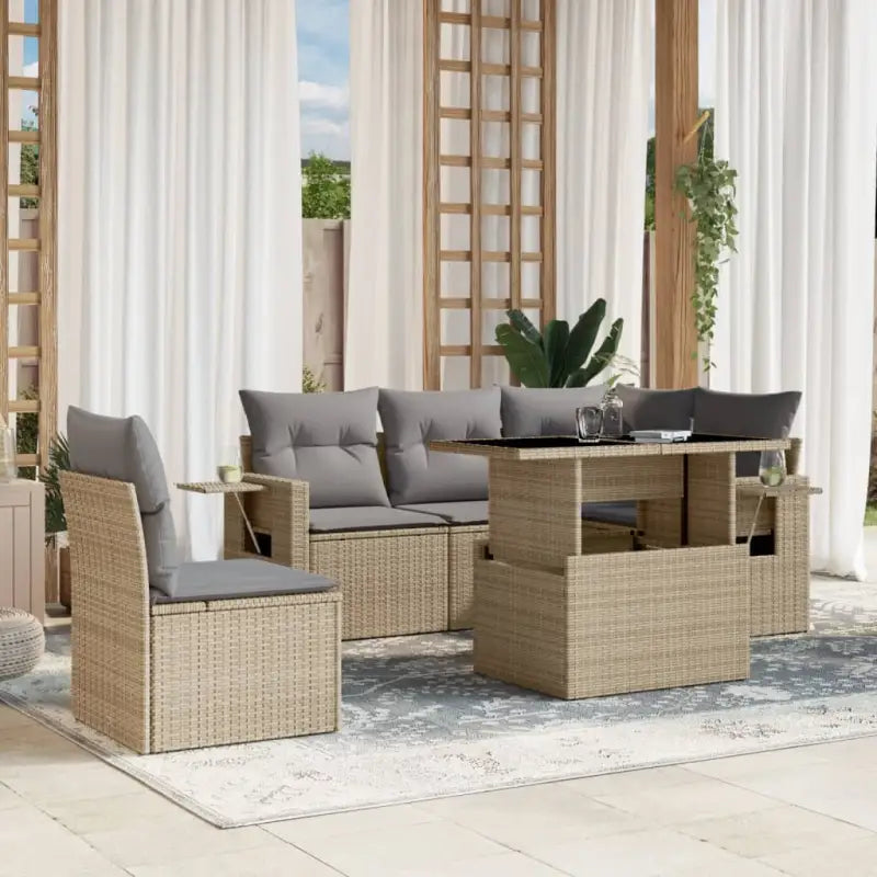 Zwarte tuinset van gepoedercoat staal met comfortabele afmetingen - Beige en grijs / Met tafel - Tuinsets