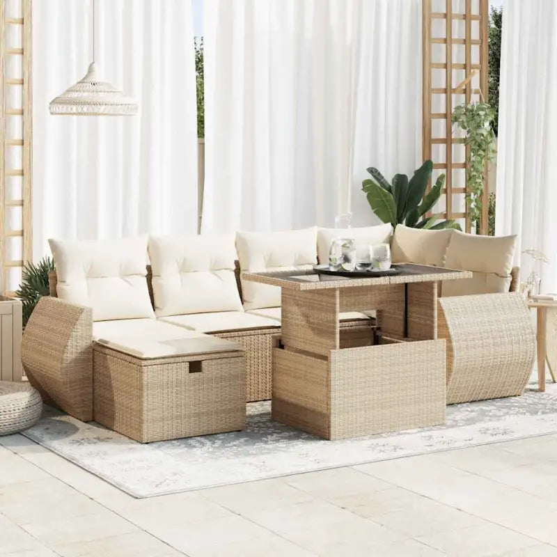 Zwarte tuinset van gepoedercoat staal met comfortabele afmetingen - beige en crèmekleurig / met opbergruimte - Tuinsets
