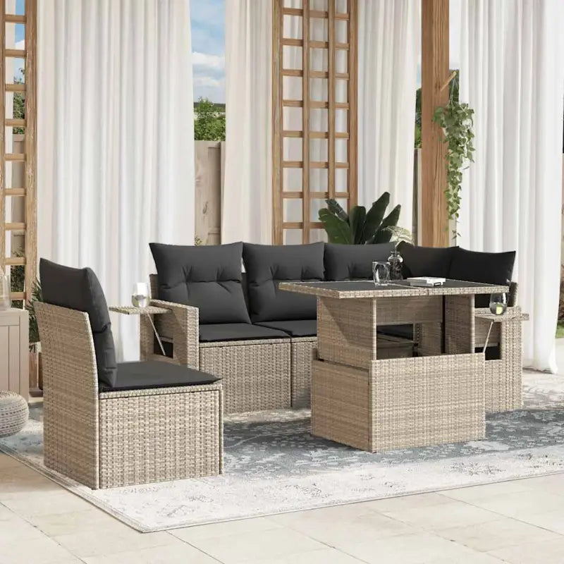 Zwarte tuinset van gepoedercoat staal met comfortabele afmetingen - Lichtgrijs / Met tafel - Tuinsets
