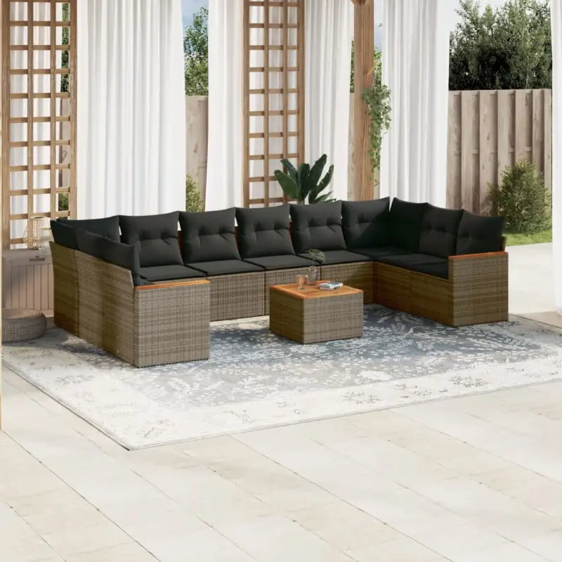 Zwarte tuinset van gepoedercoat staal met waterdichte tas voor buiten - Grijs / Met tafel - Tuinsets