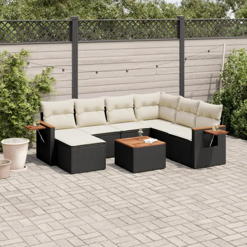 Zwarte tuinset van gepoedercoat staal met waterdichte tas voor buiten gebruik - Zwart en crème / Met tafel - Tuinsets