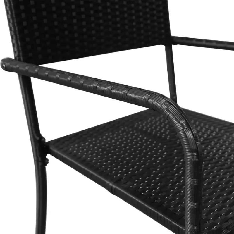 Zwarte tuinset van gepoedercoat staal met weerbestendig PE-rattan - Zwart - Tuinsets