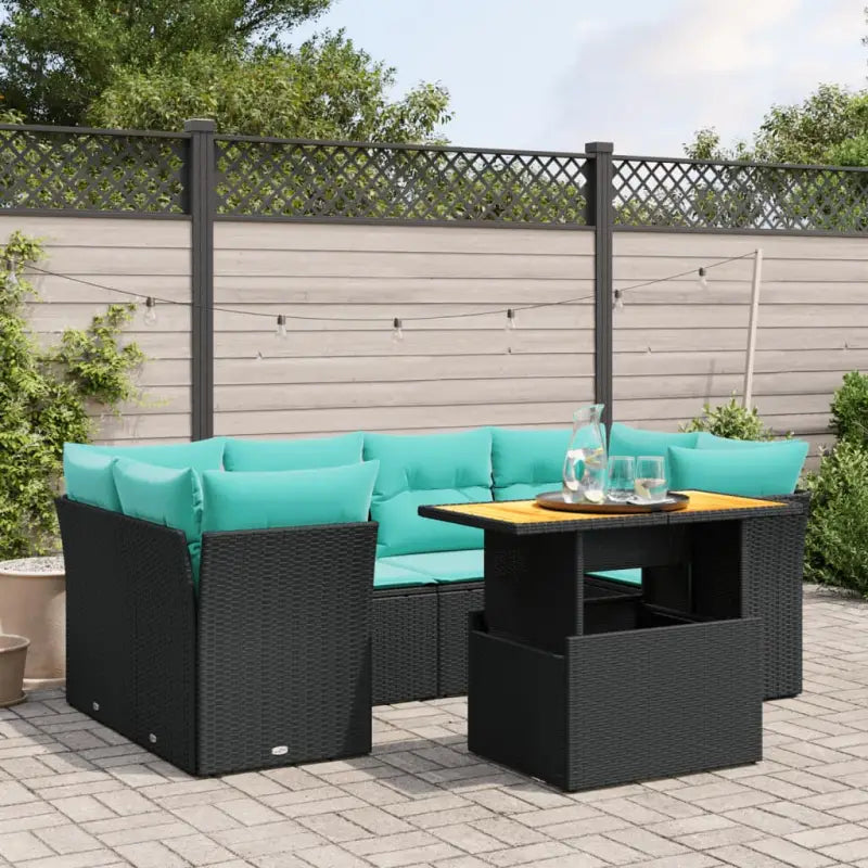Zwarte tuinset van gepoedercoat staal voor buitenplezier - Zwart en blauw - Tuinsets