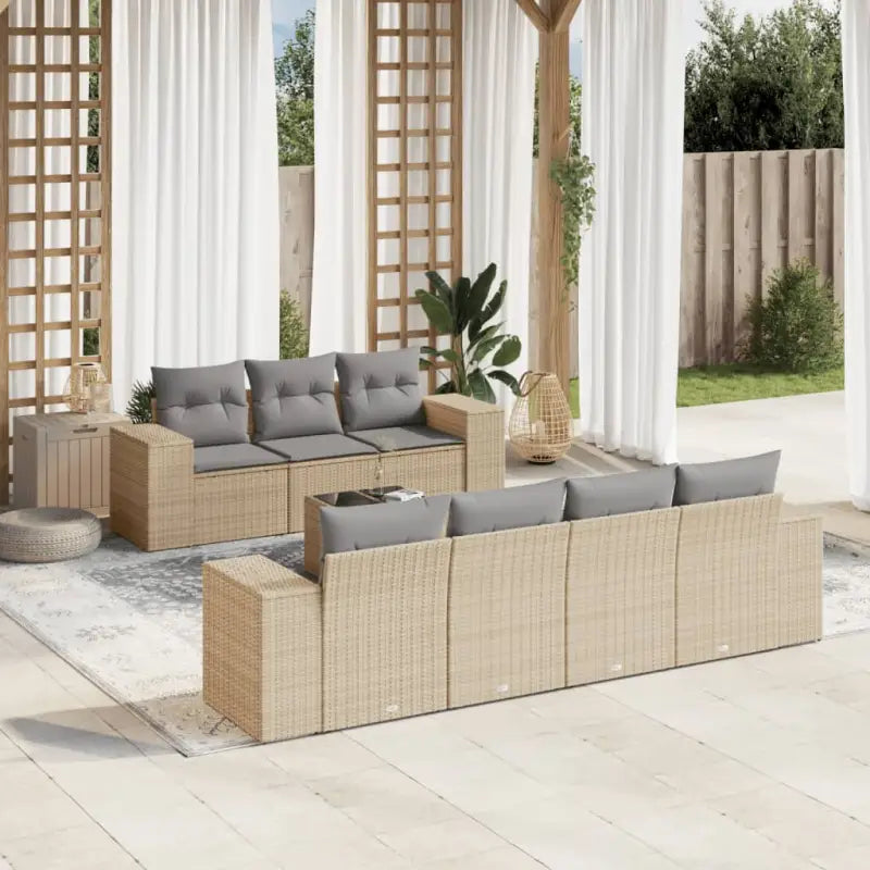 Zwarte tuinset van gepoedercoat staal voor comfortabel buiten genieten - beige en lichtgrijs - Tuinsets