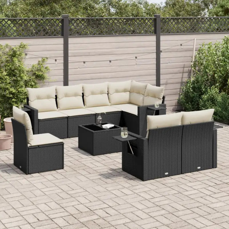 Zwarte tuinset van gepoedercoat staal voor comfortabel buiten ontspanning - Zwart en crème / Zonder tafel - Tuinsets