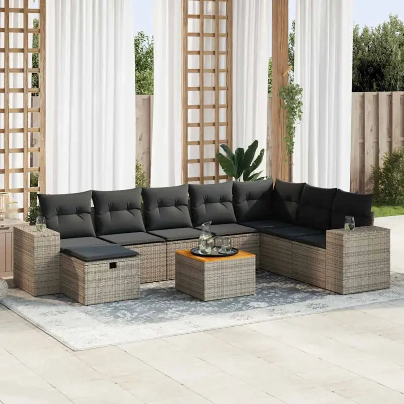Zwarte tuinset van gepoedercoat staal voor comfortabel buiten genieten - Grijs / met opbergruimte - Tuinsets