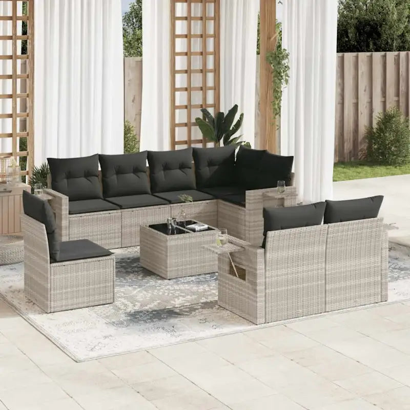 Zwarte tuinset van gepoedercoat staal voor comfortabel buiten ontspanning - Lichtgrijs / Zonder tafel - Tuinsets