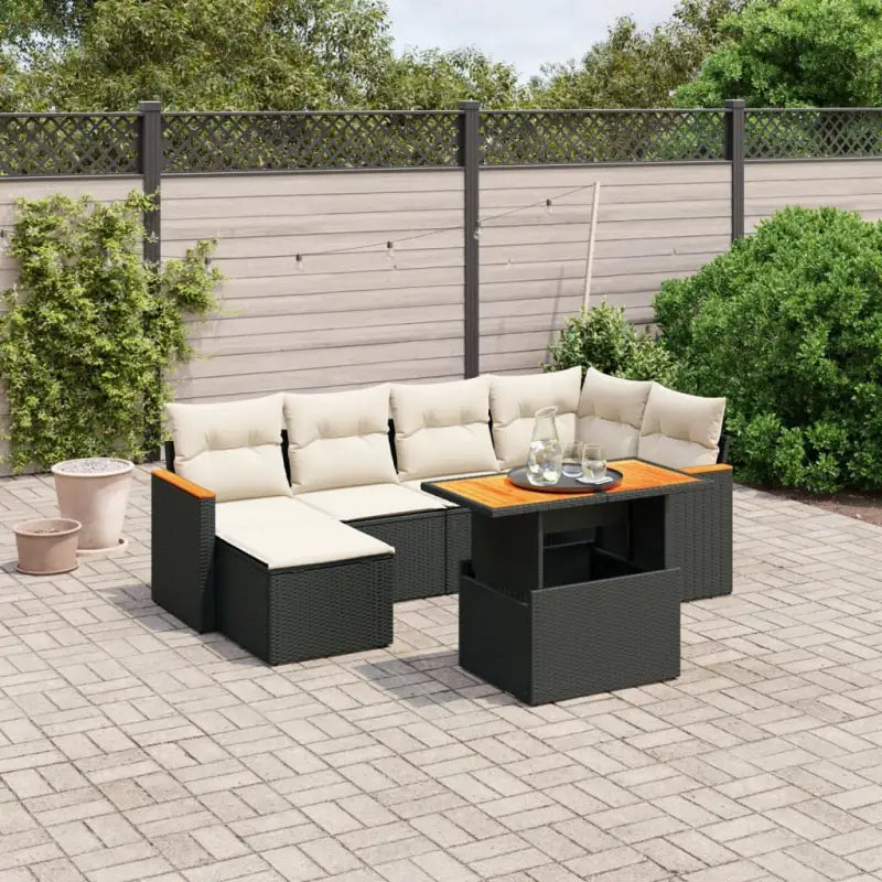 Zwarte tuinset van gepoedercoat staal voor comfortabel buiten genieten - Zwart en crème / zonder opbergruimte - Tuinsets