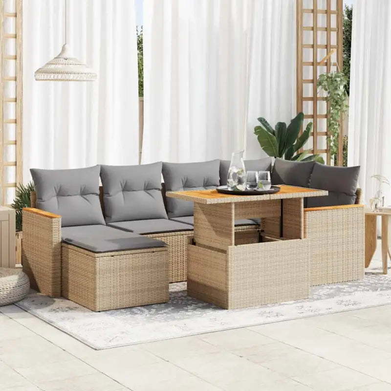 Zwarte tuinset van gepoedercoat staal voor comfortabel buiten genieten - Beige en grijs / met opbergruimte - Tuinsets