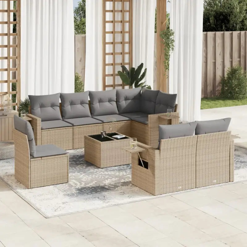 Zwarte tuinset van gepoedercoat staal voor comfortabel buiten ontspanning - Beige en grijs / Zonder tafel - Tuinsets
