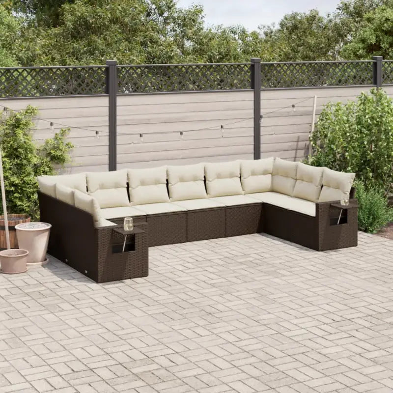 Zwarte tuinset van gepoedercoat staal voor comfortabel buitengebruik - Bruin en crème / Zonder tafel - Tuinsets