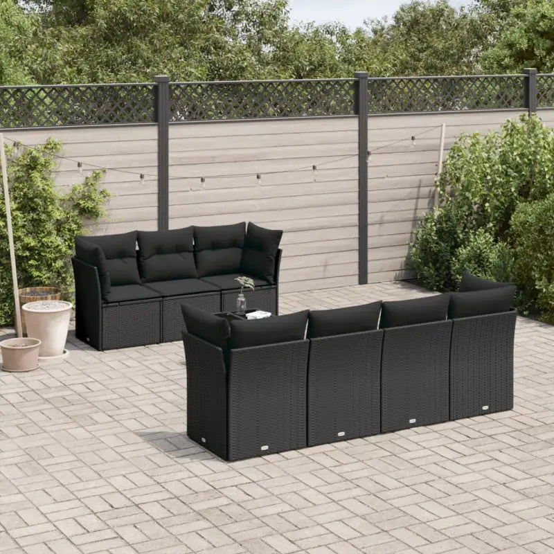 Zwarte tuinset van gepoedercoat staal voor comfortabel buitenkijken - Grijs / Tafel + 4x hoek + 3x midden - Tuinsets