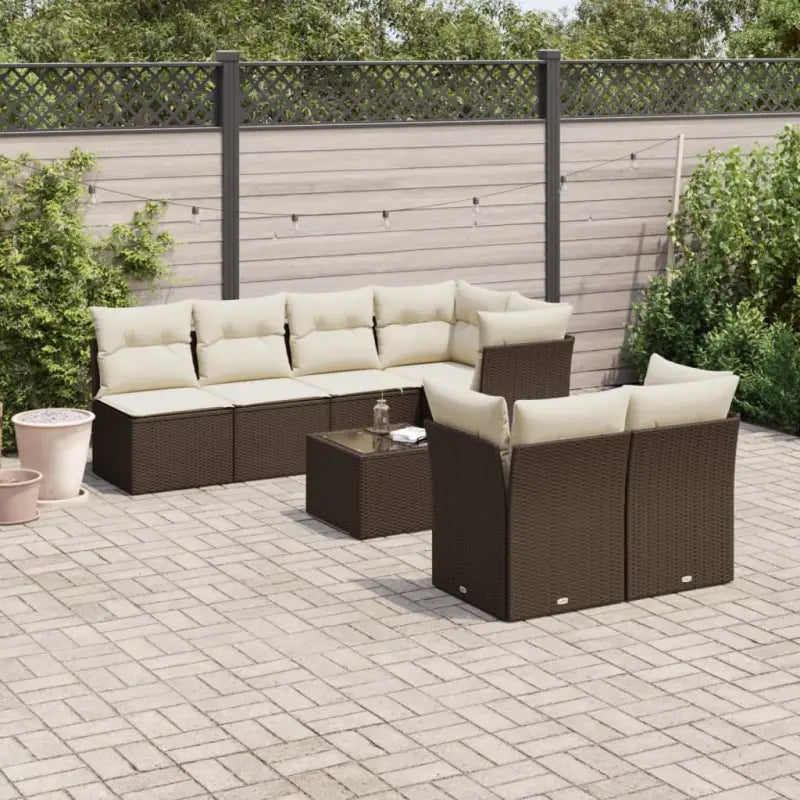 Zwarte tuinset van gepoedercoat staal voor comfortabel buitenkijken - Bruin / Tafel + 3x midden + 4x hoek - Tuinsets