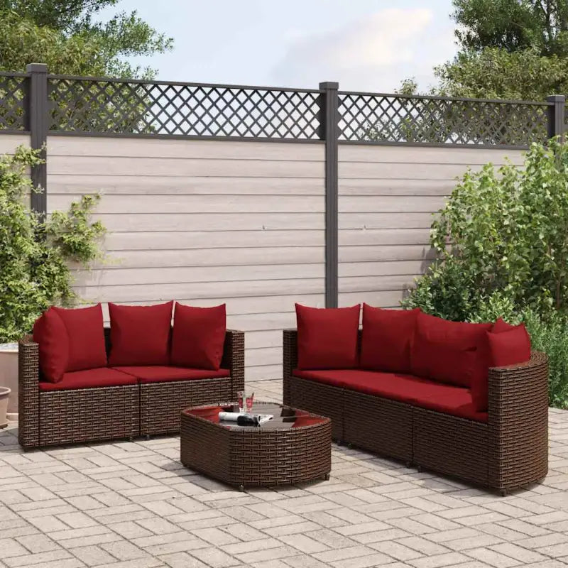 Zwarte tuinset van gepoedercoat staal voor comfortabel buitenplezier - Bruin en rood - Tuinsets