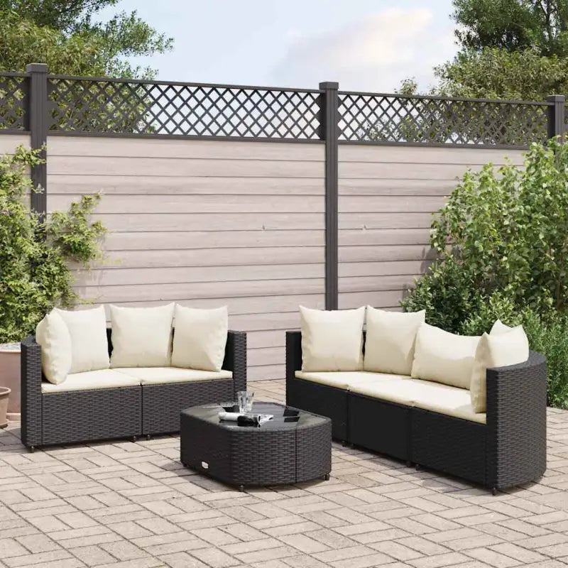 Zwarte tuinset van gepoedercoat staal voor comfortabel buitenplezier - Zwart en crème - Tuinsets