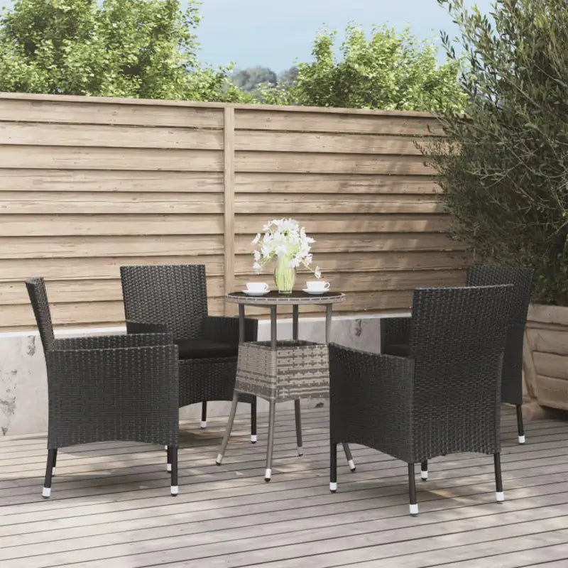 Zwarte tuinset van poly rattan en gepoedercoat staal voor comfort - Tuinsets