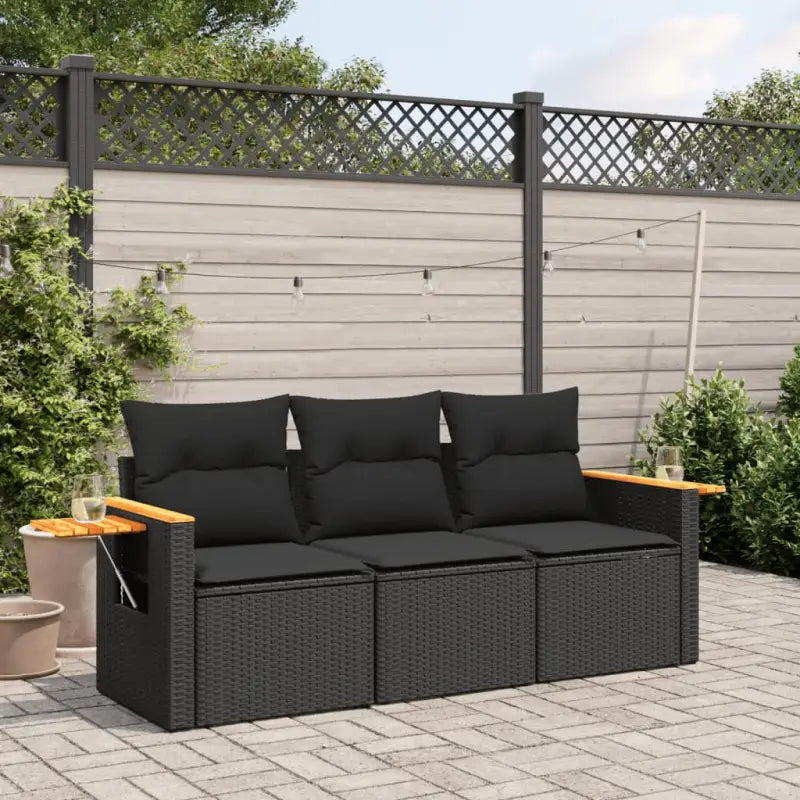 Zwarte tuinset van poly rattan met wasbare hoes voor buitenplezier - Zwart / Zonder tafel - Tuinsets