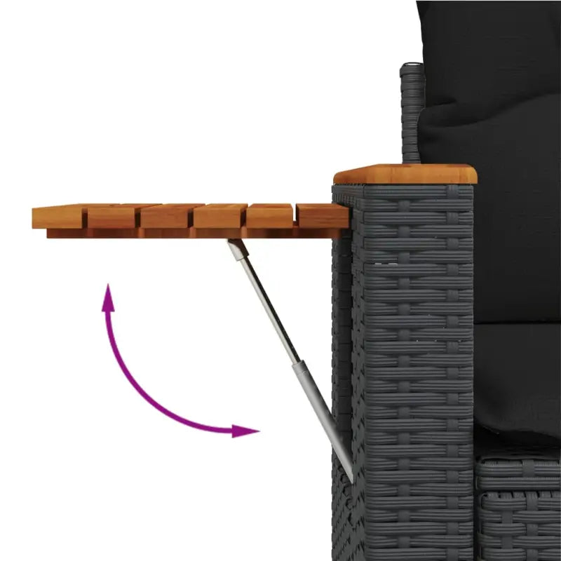 Zwarte tuinset van poly rattan met wasbare hoes voor buitenplezier - Tuinsets