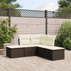 Zwarte tuinstoelenset met waterdichte tas en gepoedercoat staal - Bruin en crème / Zonder tafel - Tuinsets